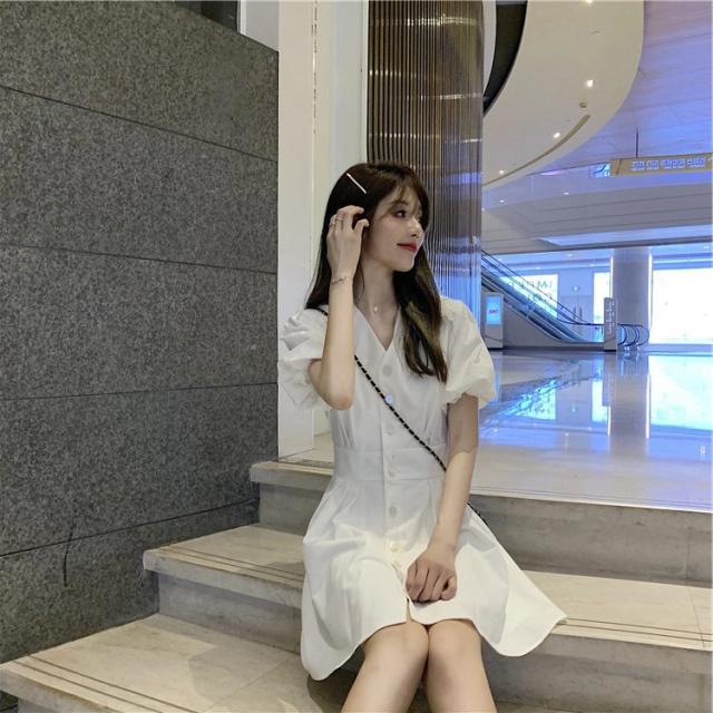 ワンピース ワンピドレス ショート ショート丈 膝上 袖あり 半袖 V