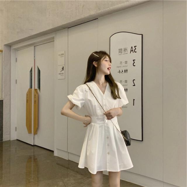 ワンピース ワンピドレス ショート ショート丈 膝上 袖あり 半袖 V