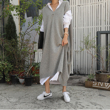 ニットワンピース ワンピース ベスト ロング ロング丈 マキシ マキシ丈