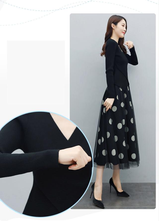 セットアップ 上下セット カシュクール トップス シフォン スカート カットソー フレアスカート 膝下 ロング ロング丈 袖あり 長袖 Vネック 襟なし フレア Aライン ドッキング ふわふわ ウエストゴム 透け感 2点セット ツーピース かわいい 大人可愛い きれいめ シンプル_9