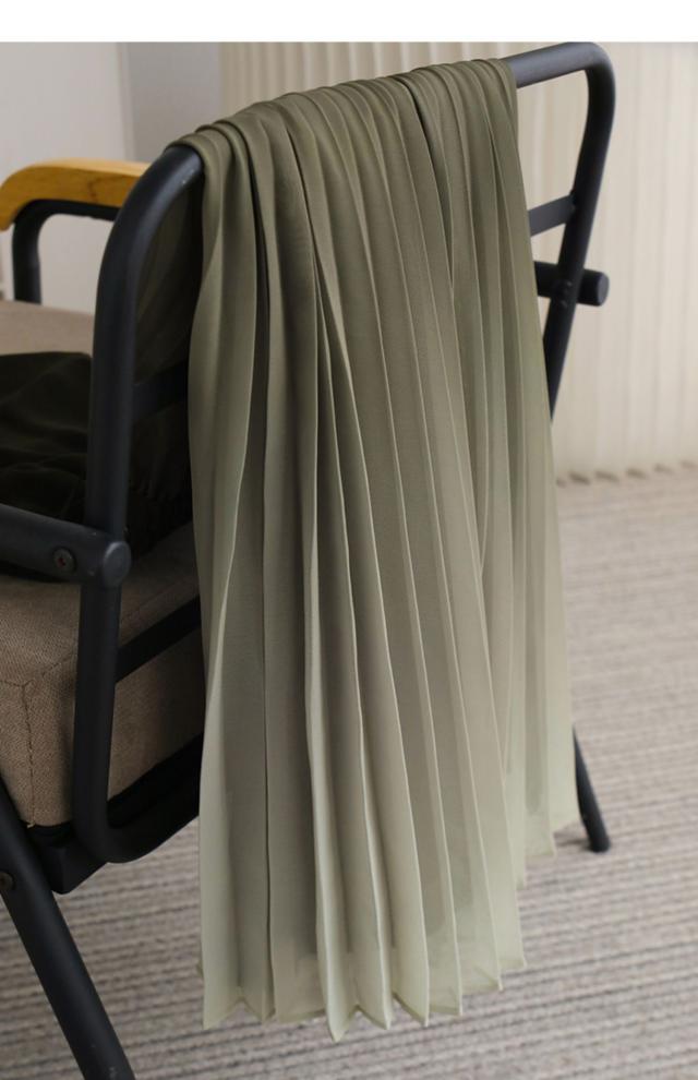 グラデーション プリーツ ロング ワンピース フレアワンピース 膝下