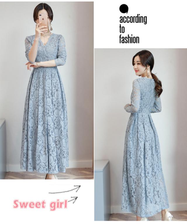 総レース カシュクール ロング ドレス パーティードレス パーティ