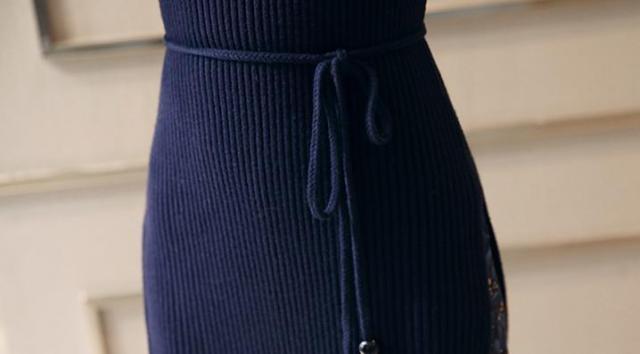 ワンピース ニットソー フレアワンピース ロング丈 長袖 Vネック Uネック 襟付き フレア セミフレア スリム タイト 細身 ストレート レース フリル ウエストマーク ウエストリボン かわいい 大人可愛い きれいめ シンプル カジュアル 大人 上品 おしゃれ お洒落 大人可愛い ワンピース ニットソー フレアワンピース ロング丈 長袖 Vネック U