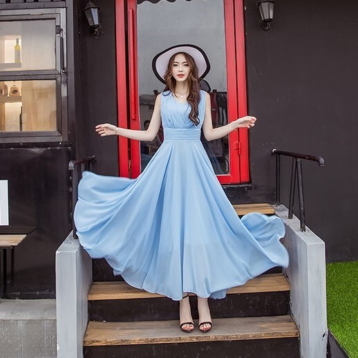 シフォンワンピース シフォンドレス ドレスワンピース ワンピース ドレス フレアワンピース シフォンワンピース ロング ロング丈 マキシ マキシ丈 9分丈 袖なし ノースリーブ Vネック カシュクール フレア セミフレア Aライン シフォン 透け感 ふんわり 軽やか かわいい