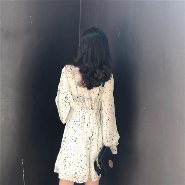 カシュクール風 シフォン ミニ ワンピース フレアワンピース ミニ ミニ