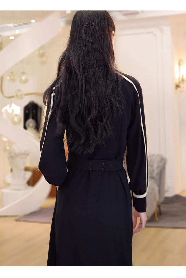 ベルト付き カシュクール ロング ワンピース フレアワンピース 膝下 ロング丈 袖あり 長袖 襟なし フレア Aライン ベルト ウエストマーク ポケット ハイウエスト かわいい 大人可愛い きれいめ シンプル 大人 上品 おしゃれ 大人女子 こなれ感 クール モード系 エレガント ベルト付き カシュクール ロング ワンピース フレアワンピース 膝下