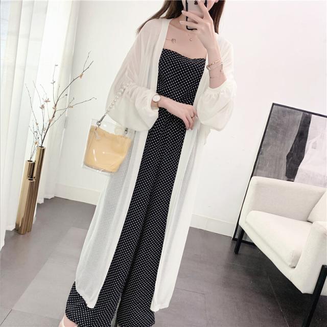 トッパー カーディガン ロング丈 トップス アウター ロング マキシ マキシ丈 袖あり 長袖 ボリューム袖 ドロップショルダー 萌袖 襟なし Iライン 前開き 編み込み 透け感 サマーニット かわいい 大人可愛い きれいめ シンプル カジュアル 大人 上品 おしゃれ 大人女子