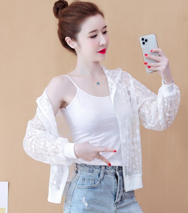 トップス パーカー ミディアム丈 袖あり 長袖 襟なし フード付き 前