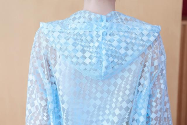 トップス パーカー ミディアム丈 袖あり 長袖 襟なし フード付き 前