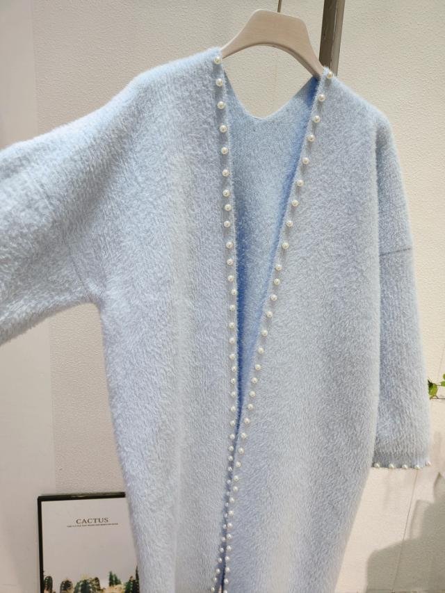 トップス アウター カーディガン コート ロング ロング丈 袖あり 長袖 Vネック 襟なし 前開き 厚手 かわいい 大人可愛い きれいめ シンプル 上品 おしゃれ アジアン エスニック エキゾチック ラフ 無地 秋 冬 10代 20代 レディース 女性用 通勤 デート お出かけ 公園デビュー_1