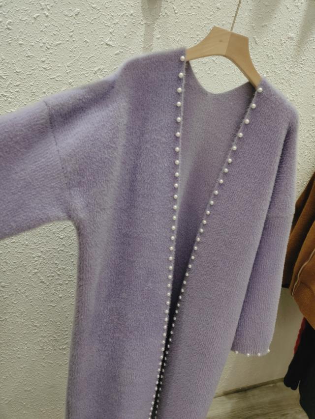 トップス アウター カーディガン コート ロング ロング丈 袖あり 長袖 Vネック 襟なし 前開き 厚手 かわいい 大人可愛い きれいめ シンプル 上品 おしゃれ アジアン エスニック エキゾチック ラフ 無地 秋 冬 10代 20代 レディース 女性用 通勤 デート お出かけ 公園デビュー_11
