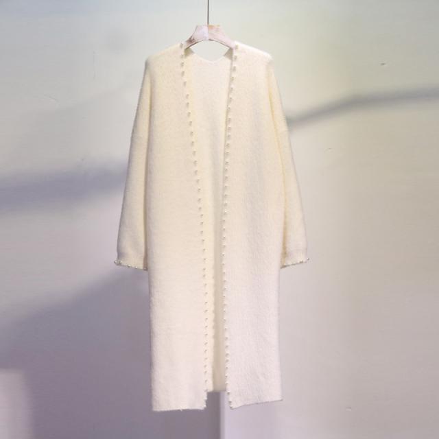 トップス アウター カーディガン コート ロング ロング丈 袖あり 長袖 Vネック 襟なし 前開き 厚手 かわいい 大人可愛い きれいめ シンプル 上品 おしゃれ アジアン エスニック エキゾチック ラフ 無地 秋 冬 10代 20代 レディース 女性用 通勤 デート お出かけ 公園デビュー_5