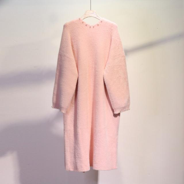 トップス アウター カーディガン コート ロング ロング丈 袖あり 長袖 Vネック 襟なし 前開き 厚手 かわいい 大人可愛い きれいめ シンプル 上品 おしゃれ アジアン エスニック エキゾチック ラフ 無地 秋 冬 10代 20代 レディース 女性用 通勤 デート お出かけ 公園デビュー_7