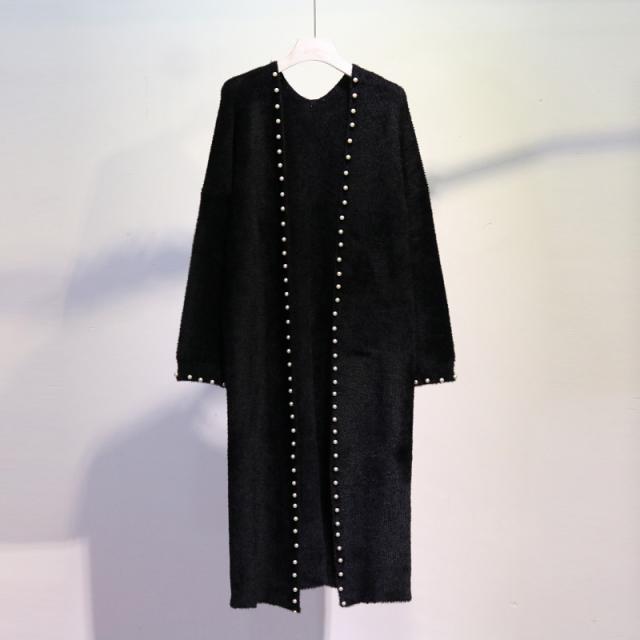 トップス アウター カーディガン コート ロング ロング丈 袖あり 長袖 Vネック 襟なし 前開き 厚手 かわいい 大人可愛い きれいめ シンプル 上品 おしゃれ アジアン エスニック エキゾチック ラフ 無地 秋 冬 10代 20代 レディース 女性用 通勤 デート お出かけ 公園デビュー_8