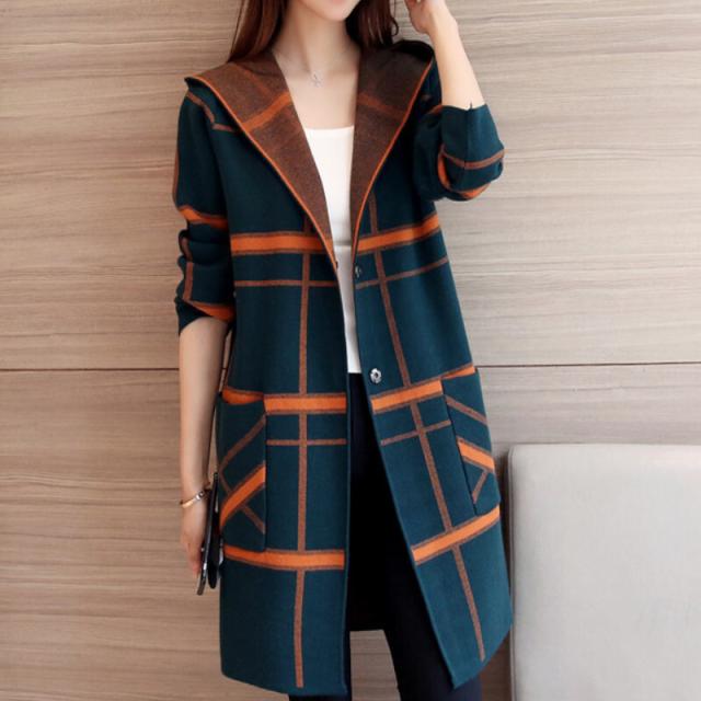 ニット カーディガン カーディガン トップス 長袖 フード付き ミドル丈 チェック柄 かわいい 大人可愛い きれいめ カジュアル 上品 おしゃれ お洒落 レトロ こなれ感 キュート ガーリー とろみ感 春 秋 10代 20代 30代 40代 通勤 OL 学生 通学 デート お出かけ 女子会 休日の通販は 7,853円
