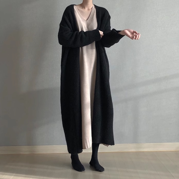 トップス アウター カーディガン ロング ロング丈 袖あり 長袖 Vネック 襟なし もこもこ モコモコ 前開き ニット 厚手 かわいい 大人可愛い シンプル カジュアル レトロ アジアン エスニック エキゾチック 大人女子 ラフ ルーズ 無地 秋 冬 20代 30代 通勤 デート お出かけの通販は 12,730円