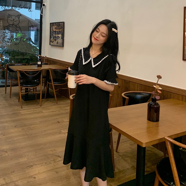 セーラーワンピース シャツワンピース ワンピドレス 膝下 ロング