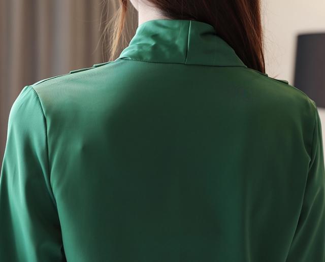 トップス シャツ ミディアム丈 袖あり 長袖 カシュクール 襟なし