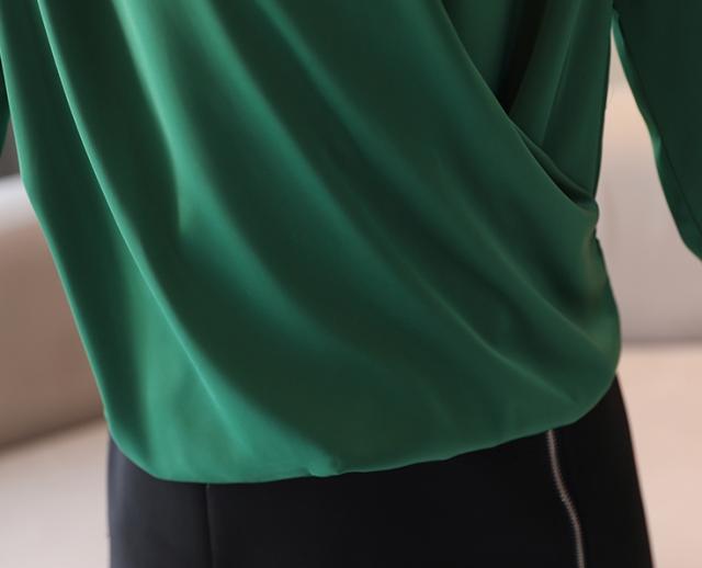 トップス シャツ ミディアム丈 袖あり 長袖 カシュクール 襟なし