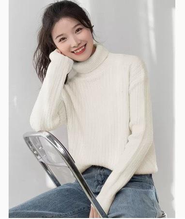 トップス デート ニットソー セーター 白トップス ミディアム丈 袖あり