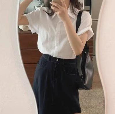 トップス シャツ ブラウス カットソー 白シャツ 白トップス ミディアム