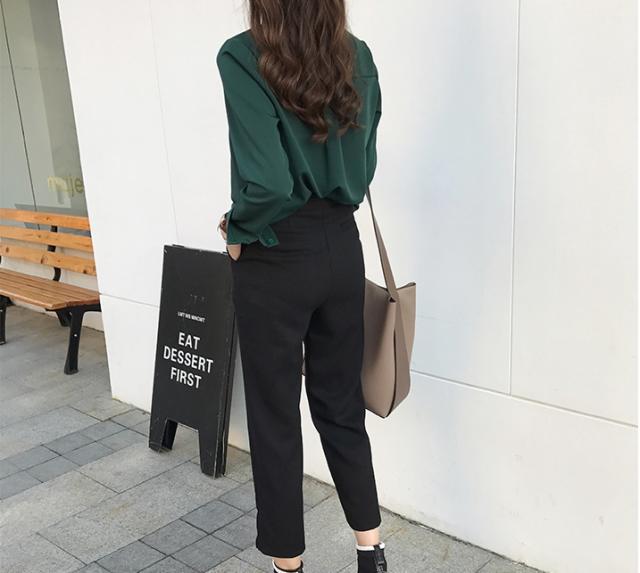 Vネック ボウタイ風 シフォン とろみ ブラウス トップス シャツ 白