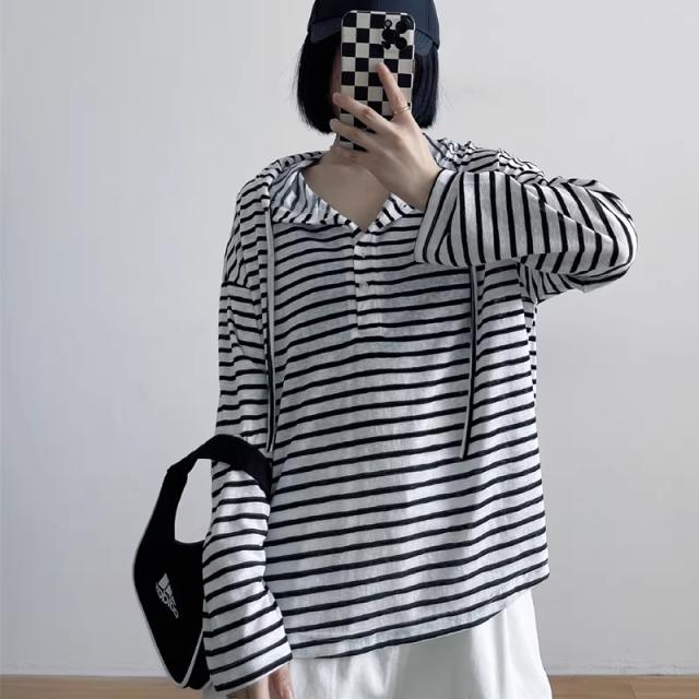 フード付き 長袖 Tシャツ トップス プルオーバー パーカー 袖あり 長袖 ドロップショルダー Uネック クルーネック 襟なし かわいい 大人可愛い きれいめ シンプル カジュアル 大人 おしゃれ かっこいい こなれ感 ラフ メンズライク ボーイッシュ スポーティー ラブリー_1