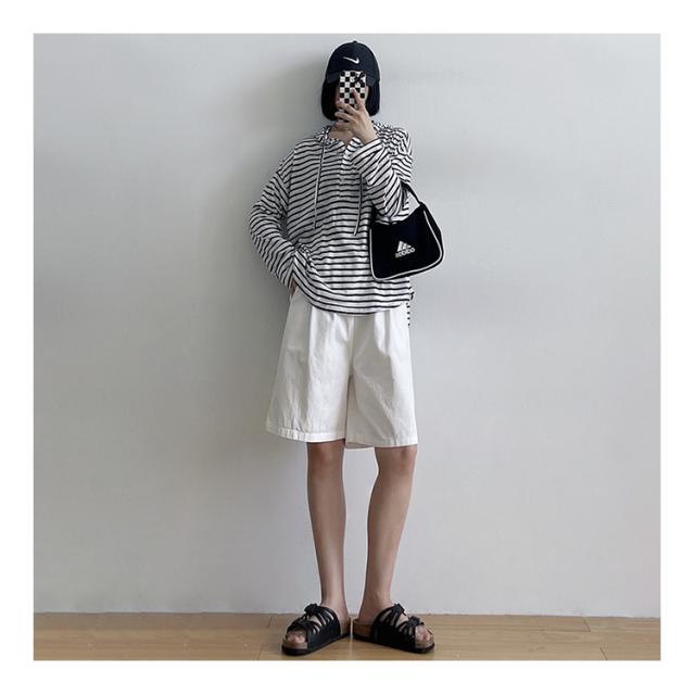 フード付き 長袖 Tシャツ トップス プルオーバー パーカー 袖あり 長袖 ドロップショルダー Uネック クルーネック 襟なし かわいい 大人可愛い きれいめ シンプル カジュアル 大人 おしゃれ かっこいい こなれ感 ラフ メンズライク ボーイッシュ スポーティー ラブリー_2