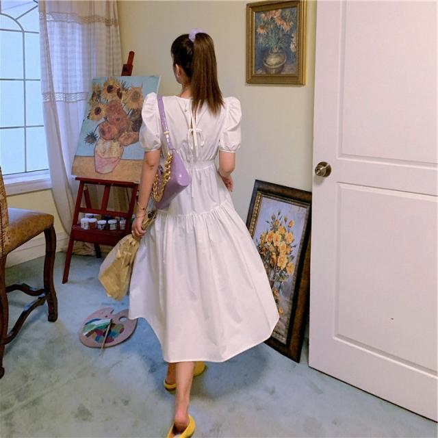 ワンピース ワンピドレス 膝下 ロング ロング丈 袖あり 半袖