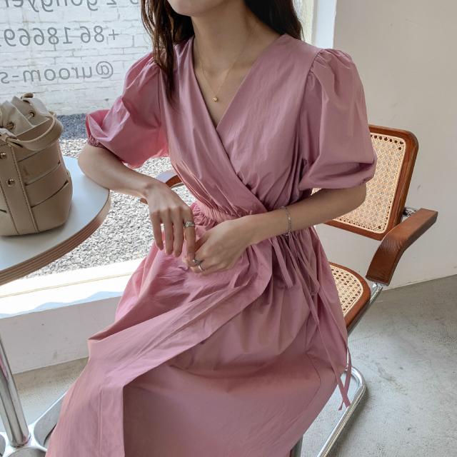 ワンピース ワンピドレス 膝下 ロング ロング丈 袖あり 半袖