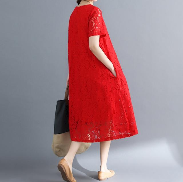 ワンピース ワンピドレス ロング ロング丈 袖あり 半袖 ラウンドネック