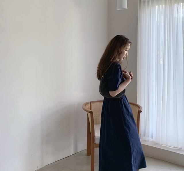 ワンピース ワンピドレス ロング ロング丈 袖あり 半袖 ラウンドネック 襟なし セミフレア Aライン ファスナー ハイウエスト 綿 かわいい 大人可愛い シンプル カジュアル 大人 上品 おしゃれ お洒落 レトロ アジアン エスニック エキゾチック 大人女子 無地 夏 秋 20代 30代_12