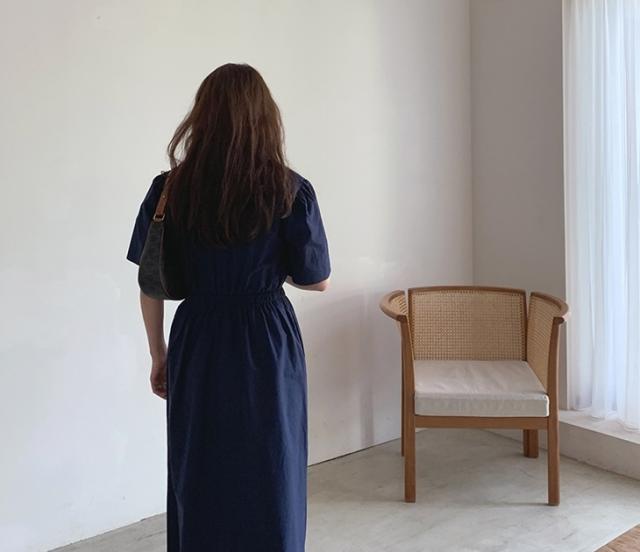 ワンピース ワンピドレス ロング ロング丈 袖あり 半袖 ラウンドネック 襟なし セミフレア Aライン ファスナー ハイウエスト 綿 かわいい 大人可愛い シンプル カジュアル 大人 上品 おしゃれ お洒落 レトロ アジアン エスニック エキゾチック 大人女子 無地 夏 秋 20代 30代_13