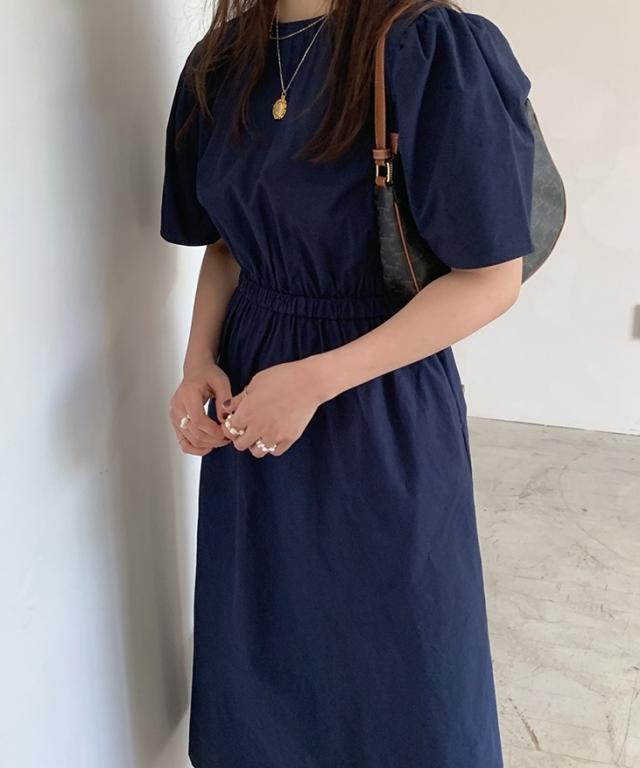 ワンピース ワンピドレス ロング ロング丈 袖あり 半袖 ラウンドネック 襟なし セミフレア Aライン ファスナー ハイウエスト 綿 かわいい 大人可愛い シンプル カジュアル 大人 上品 おしゃれ お洒落 レトロ アジアン エスニック エキゾチック 大人女子 無地 夏 秋 20代 30代_3