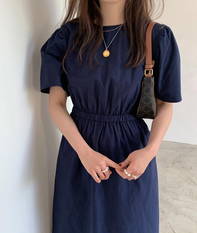 ワンピース ワンピドレス ロング ロング丈 袖あり 半袖 ラウンドネック 襟なし セミフレア Aライン ファスナー ハイウエスト 綿 かわいい 大人可愛い シンプル カジュアル 大人 上品 おしゃれ お洒落 レトロ アジアン エスニック エキゾチック 大人女子 無地 夏 秋 20代 30代_4