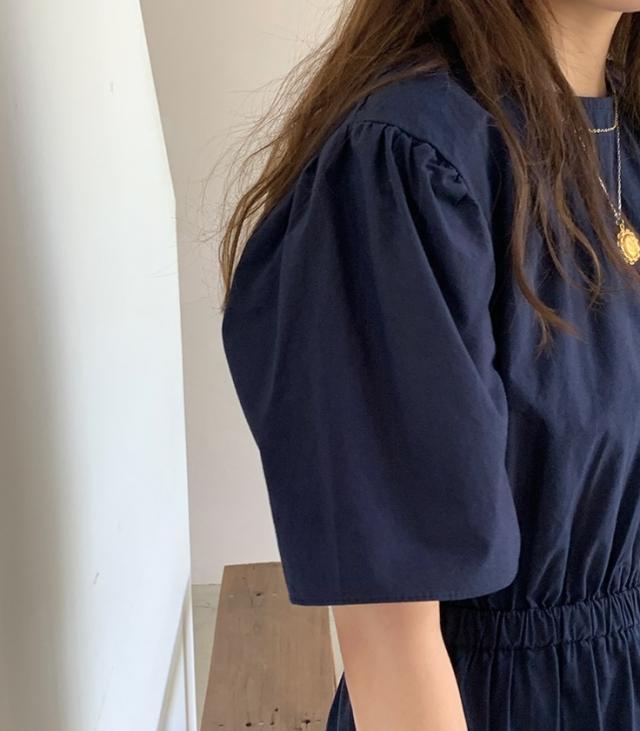 ワンピース ワンピドレス ロング ロング丈 袖あり 半袖 ラウンドネック 襟なし セミフレア Aライン ファスナー ハイウエスト 綿 かわいい 大人可愛い シンプル カジュアル 大人 上品 おしゃれ お洒落 レトロ アジアン エスニック エキゾチック 大人女子 無地 夏 秋 20代 30代_7