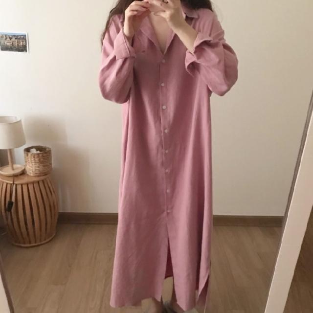 ワンピース シャツワンピース ワンピドレス ロング ロング丈 袖あり