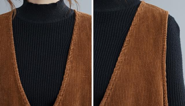 コーデュロイ フロントボタン ジャンスカ ワンピース ジャンパー