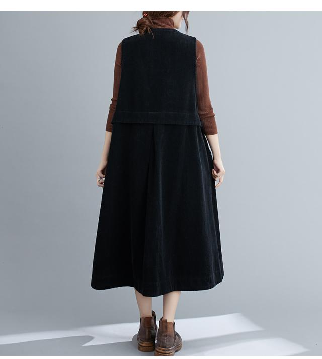コーデュロイ フロントボタン ジャンスカ ワンピース ジャンパー