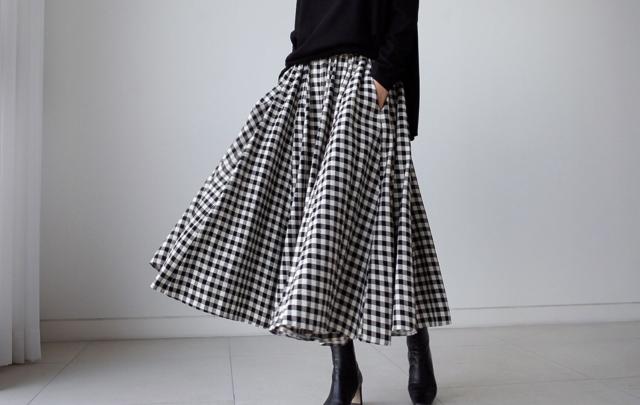 スカート 膝下 ミモレ ミモレ丈 ロング ロング丈 マキシ マキシ丈 9分丈 アンクル丈 フレア かわいい 大人可愛い カジュアル 大人 おしゃれ お洒落 かっこいい レトロ 大人可愛い 大人女子 こなれ感 チェック柄 秋 冬 20代 30代 レディース 女性用 通勤 学生 通学 デート