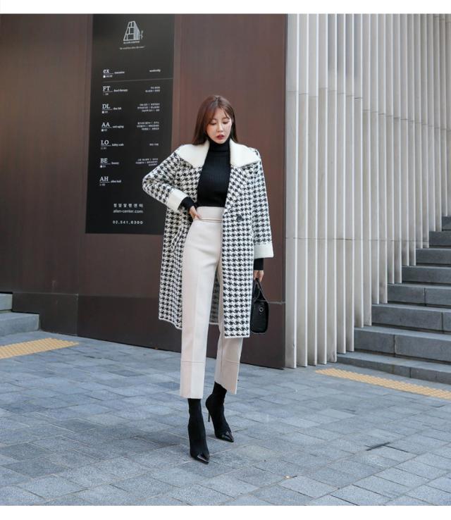 センタープレス ハイウエスト ストレート パンツ ボトムス クロップド