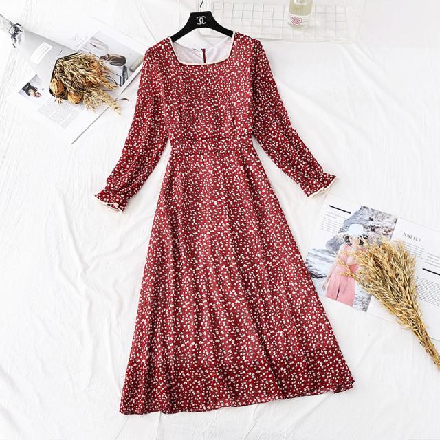 トップス ワンピース シャツワンピース フレアワンピース 膝下 袖あり 長袖 Vネック 襟なし 細身 かわいい きれいめ シンプル カジュアル 大人 上品 お洒落 大人可愛い 大人女子 こなれ感 柄 ドット柄 春 夏 秋 10代 20代 30代 レディース 女性用 ママ 学生 お出かけ