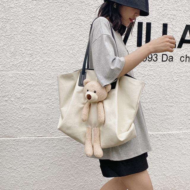 2点セット ポーチ付き バッグ カバン レディースバッグ トートバッグ エコバッグ 手持ちバッグ ミニバッグ 多収納 便利 手持ち スクエア型 かわいい シンプル カジュアル おしゃれ お洒落 レトロ アジアン エスニック エキゾチック ラブリー キュート ガーリー 個性的 無地