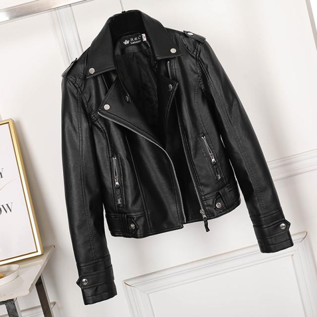 アウター上着 トップス レザージャケット ショート丈 袖あり 長袖 ウォッシュドレザー ジッパー かわいい 大人可愛い きれいめ シンプル カジュアル おしゃれ レトロ 大人女子 こなれ感 かっこいい 無地 春 秋 冬 10代 20代 30代 40代 オフィス OL 通勤 学生 通学 デート