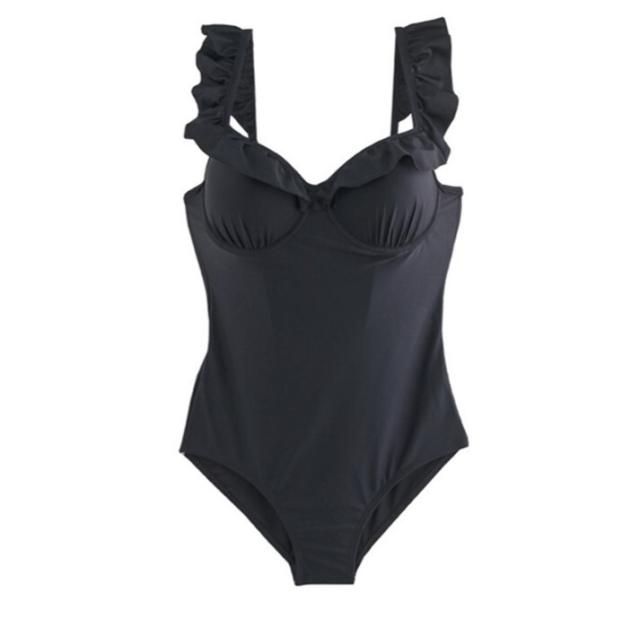 水着 スイムウエア ワンピース水着 フリル 肩紐フリル 谷間見せ