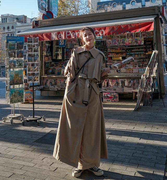 キャンディースリーブ ヨーク切り替え トレンチコート アウター コート ロング ロング丈 マキシ マキシ丈 9分丈 アンクル丈 袖あり 長袖 ボリューム袖 Vネック 襟付き ワイド ベルト スリット ポケット 前開き かわいい 大人可愛い きれいめ シンプル カジュアル 大人 上品 キャンディースリーブ ヨーク切り替え トレンチコート アウター コート