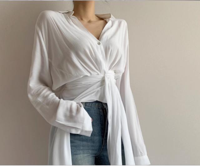 トップス シャツ 上着 白シャツ 白トップス ロング ロング丈 袖あり 襟付き きれいめ シンプル カジュアル 大人 おしゃれ お洒落 大人可愛い 大人女子 無地 春 夏 20代 30代 40代 レディース 女性用 デート お出かけ 女子会 休日 リゾート 旅行 ガーデン デート 着回し