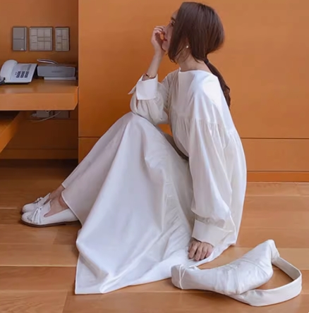 フレアワンピース シャツワンピース ワンピドレス ロング ロング丈 袖