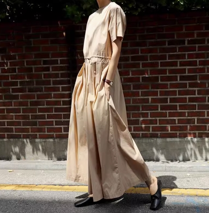 オールインワン トップス ボトムス パンツ デート ワイドパンツ ストレートパンツ マキシ マキシ丈 ミディアム丈 袖あり 半袖 ラウンドネック 襟なし フレア セミフレア ストレート ワイド Aライン Iライン 切り替えデザイン スマート ウエストマーク ウエストリボン 伸縮性