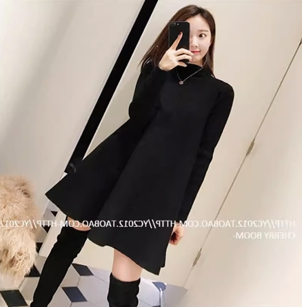 リブニット ミニ ワンピース フレアワンピース ニットワンピース ハイネック ミニ ミニ丈 膝上 袖あり 長袖 ボリューム袖 Uネック フレア Aライン 切り替えデザイン リブ ニット かわいい 大人可愛い きれいめ シンプル カジュアル 大人 上品 おしゃれ 大人女子 こなれ感